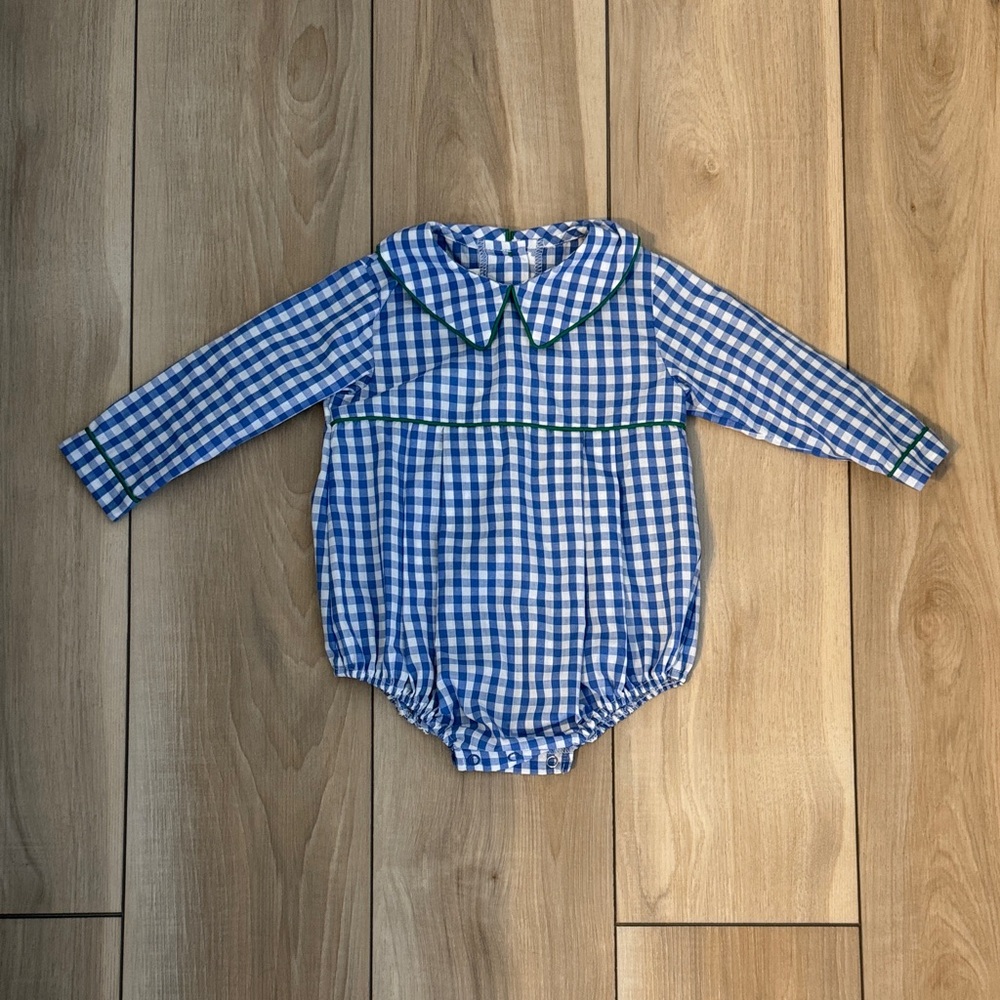 The Beaufort Bonnet Company Blue and Green Gingham Bradford Bubble
